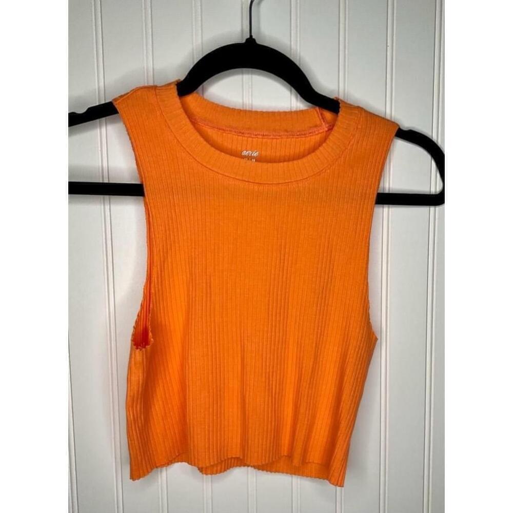 Women's Aerie Ribbed Crop Tank Top - Orange - Size M NWT